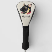 Dog Portrait Cute German Shepherd Puppy Name Golfheadcover (Voorkant)