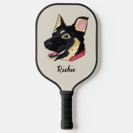 Dog Portrait Cute German Shepherd Puppy Name Pickleball Paddle