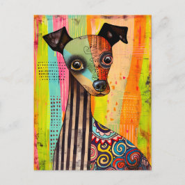 dog portrait in pop-art style with a mix briefkaart