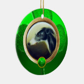 DOG PORTRAITS/Irish Greyhound Gold Photo Template Keramisch Ornament (Rechts)