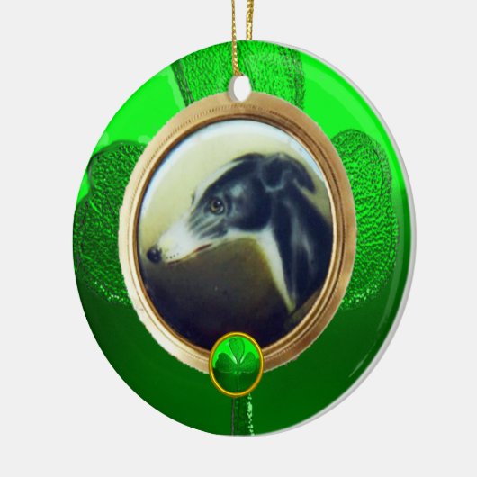 DOG PORTRAITS/Irish Greyhound Gold Photo Template Keramisch Ornament (Links)