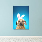 Dog portret met paasbroodoren canvas afdruk (Insitu (Houten vloer))
