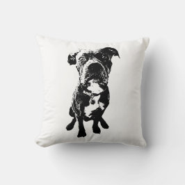 Dog Pose Pillow – Sitting Dog in Ink Style Kussen