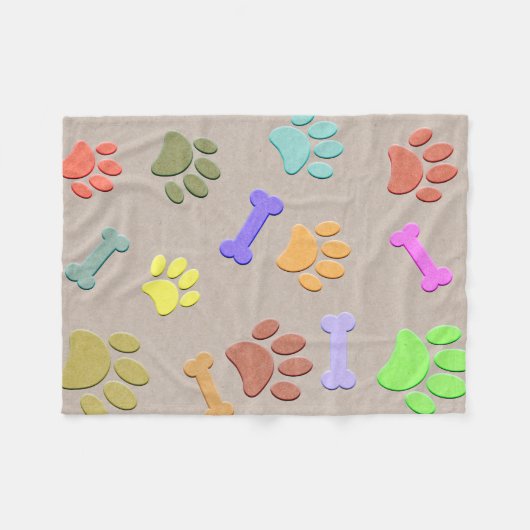 Dog poten en Botten voor kunstmatig papier Fleece Deken (Voorkant (Horizontaal))