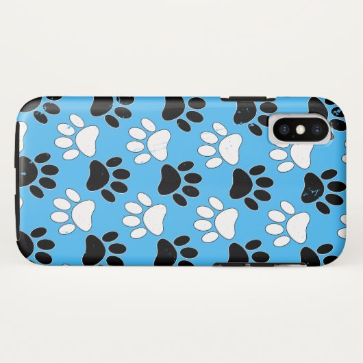 Dog-poten op blauwe achtergrond Case-Mate iPhone case (Achterkant (horizontaal))