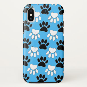 Dog-poten op blauwe achtergrond Case-Mate iPhone case