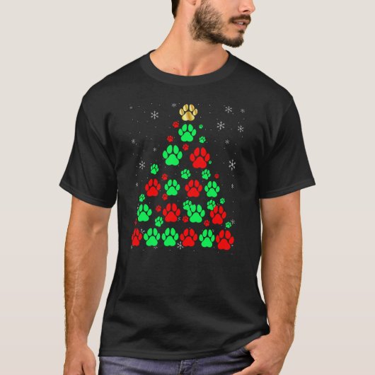 Dog Print Christmas Tree Funny Dog Lovers Christma T-shirt (Voorkant)