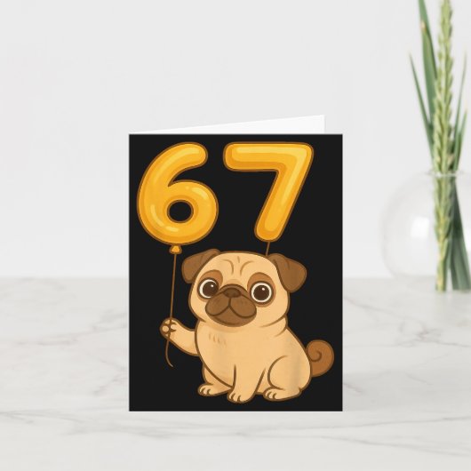 Dog Pug 67 Meme Six Seven Balloon Funny Gen Alpha  Kaart (Voorkant)