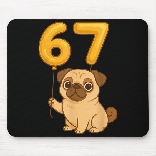Dog Pug 67 Meme Six Seven Balloon Funny Gen Alpha  Muismat (Voorkant)