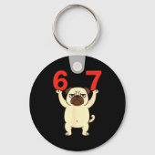 Dog Pug Funny 67 Meme Six Seven Sleutelhanger (Voorkant)