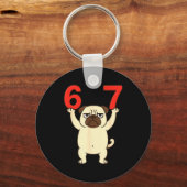 Dog Pug Funny 67 Meme Six Seven  Sleutelhanger (Voorkant)