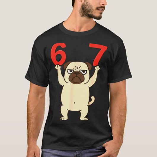 Dog Pug Funny 67 Meme Six Seven  T-shirt (Voorkant)