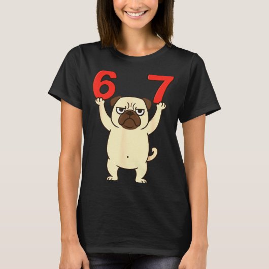 Dog Pug Funny 67 Meme Six Seven  T-shirt (Voorkant)