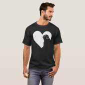 Dog Pug Heart Silhouette Pug  for Men Women Girls  T-shirt (Voorkant volledig)