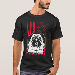 Dog Pug ons Amerikaanse vlag T-shirt