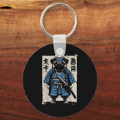 Dog Pug Samurai Funny Japanese Warrior Art Mannen  Sleutelhanger (Voorkant)