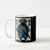 Dog Pug Samurai Funny Japanese Warrior Art Men Wom Koffiemok (Links)