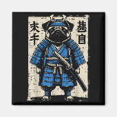 Dog Pug Samurai Funny Japanese Warrior Art Men Wom Magneet (Voorkant)