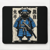 Dog Pug Samurai Funny Japanese Warrior Art Men Wom Muismat (Voorkant)