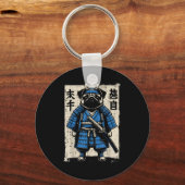 Dog Pug Samurai Funny Japanese Warrior Art Men Wom Sleutelhanger (Voorkant)