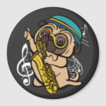 Dog Pug Spel Saxophone Musician Circus Magneet<br><div class="desc">Dog Pug Speel Saxophone Musician Family Design Gift Circle Magnet Classic Collectie.</div>