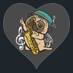 Dog Pug Spelling Saxophone Musicus Hart Sticker<br><div class="desc">Dog Pug Speel Saxophone Musician Family Design Gift Heart Sticker Classic Collectie.</div>