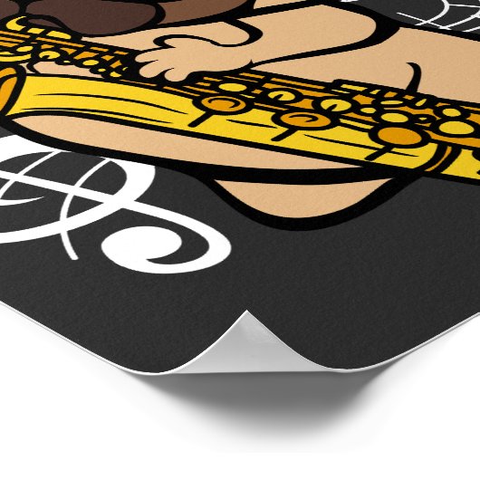 Dog Pug Spelling Saxophone Musicus Poster (Hoek)