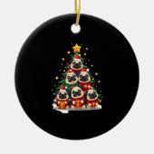 Dog Pugs Christmas Tree Cute Xmas (1) Keramisch Ornament (Voorkant)