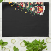 Dog Pugs Christmas Tree Cute Xmas (1) Theedoek (Gevouwen)