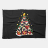 Dog Pugs Christmas Tree Cute Xmas (1) Theedoek (Horizontaal)
