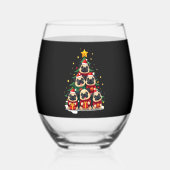Dog Pugs Christmas Tree Cute Xmas (1) Wijnglas Zonder Voet (Voorkant)