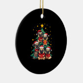Dog Pugs Christmas Tree Cute Xmas (3) Keramisch Ornament (Rechts)
