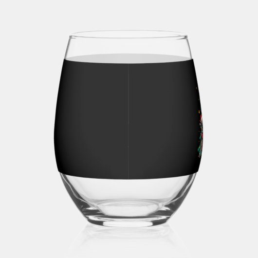 Dog Pugs Christmas Tree Cute Xmas (3) Wijnglas Zonder Voet (Rechts)