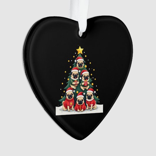 Dog Pugs Christmas Tree Cute Xmas (4) Ornament (voorkant)