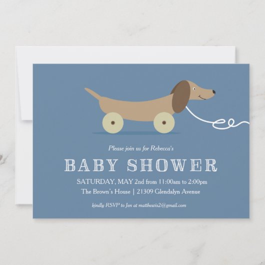Dog Pull Speelgoed Baby shower Uitnodiging (Voorkant)