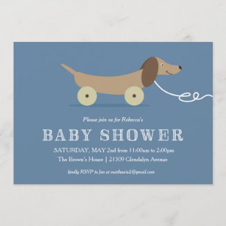 Dog Pull Speelgoed Baby shower Uitnodiging