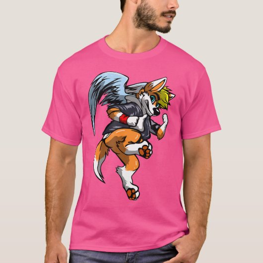 Dog Punk Rocker Cartoon Fox Furry T-shirt (Voorkant)
