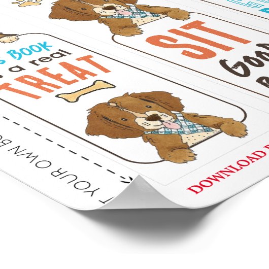 Dog Puns Funny Bladwijzer Printable Poster (Hoek)