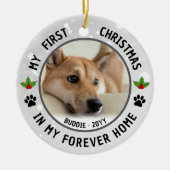 Dog Puppies Cat Pet Photo First Christmas Keepsake Keramisch Ornament (Voorkant)