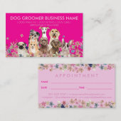 Dog Puppies Flowers | Pink Pet Appointment Visitekaartje (Voorkant / Achterkant)