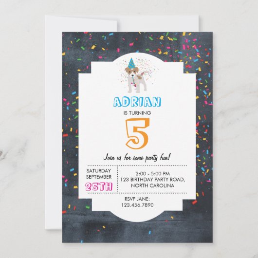 Dog Puppy Animal Kinderen van Birthday Party Boy G Kaart (Voorkant)