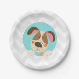Dog puppy Birthday Paper Borden Paw-ty Blue boy Papieren Bordje