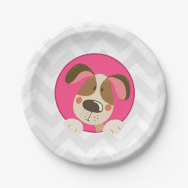 Dog puppy Birthday Paper Borden Paw-ty Pink Girl Papieren Bordje