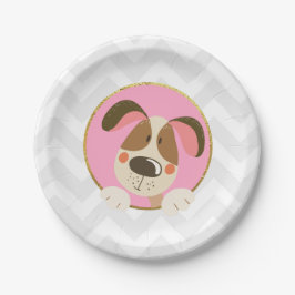 Dog puppy Birthday Paper Borden Paw-ty Pink Gold Papieren Bordje