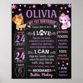 Dog Puppy Birthday Party chalkboard voor meisje Poster (Voorkant)