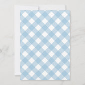 Dog Puppy Birthday Party Invitation Blue Gingham Kaart (Achterkant)