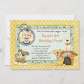 Dog Puppy Birthday Party Invitation Kaart (Voorkant)