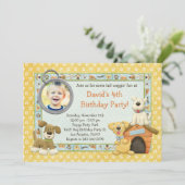 Dog Puppy Birthday Party Invitation Kaart (Staand voorkant)