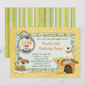 Dog Puppy Birthday Party Invitation Kaart (Voorkant / Achterkant)