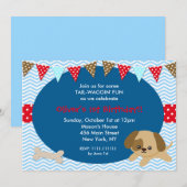 Dog Puppy Birthday Party Invitations Kaart (Voorkant / Achterkant)